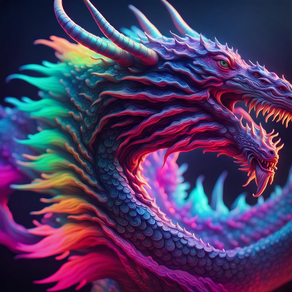 Futuristic Cosmic Dragon in Neon Colors