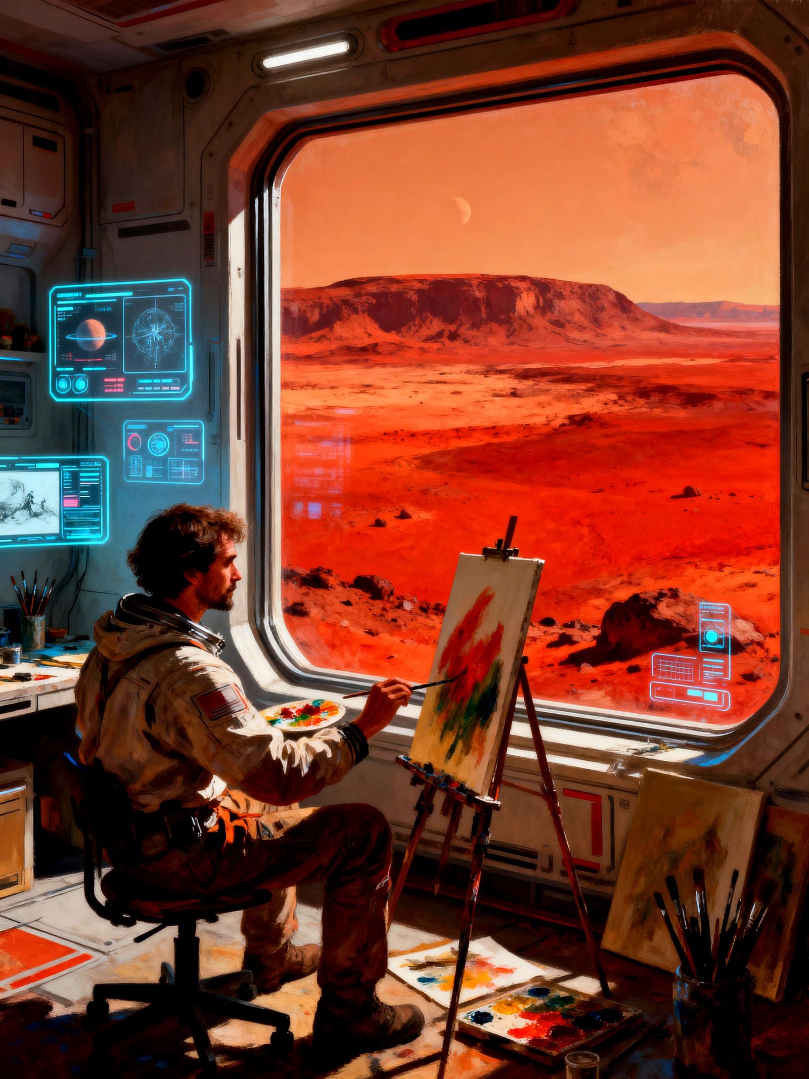 Artist Paints Mars Colony Landscape in Realistic Style