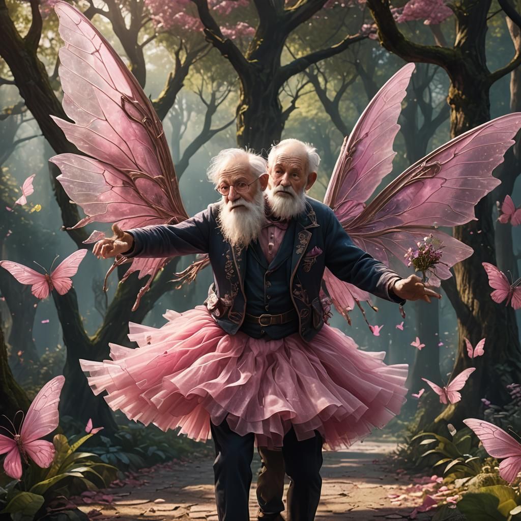 Whimsical Old Man Fairy in Detailed Digital Painting
