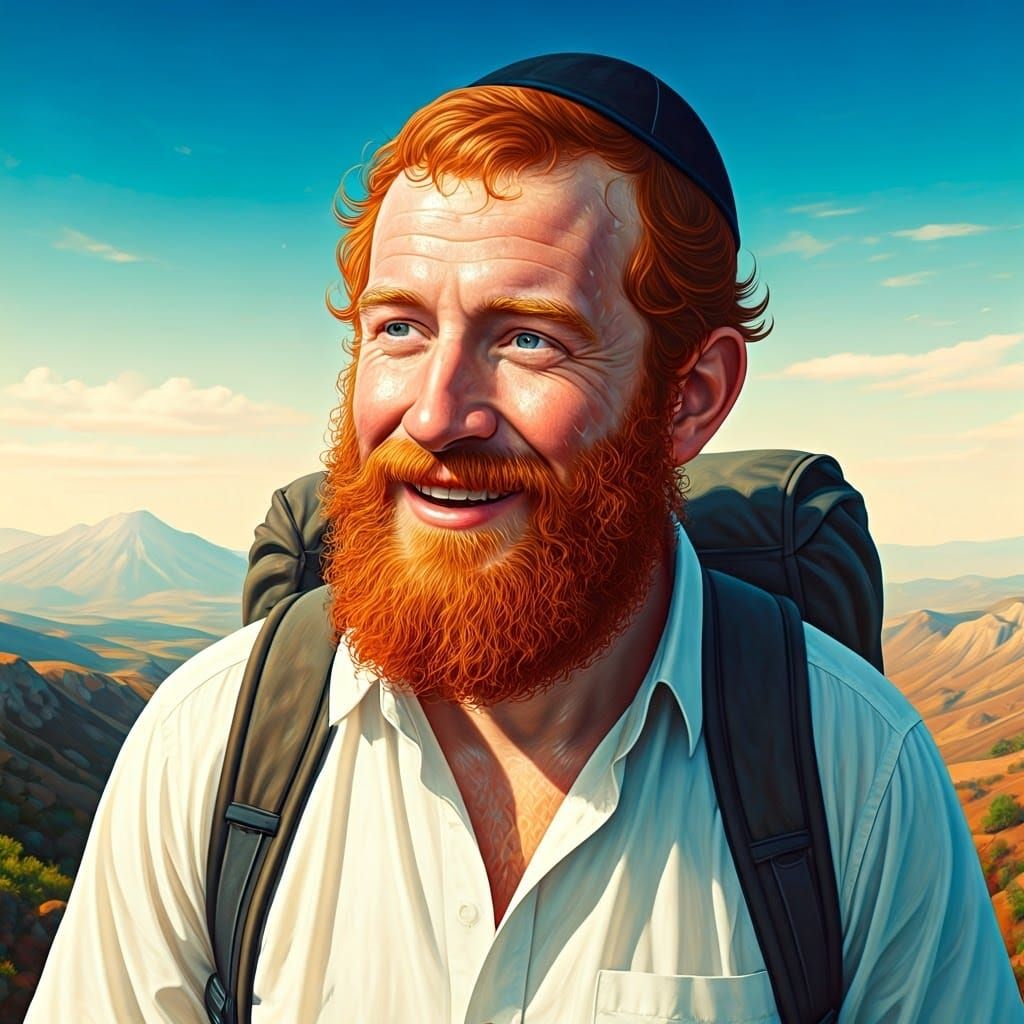 Ultra-Orthodox Hiker Revels in Breathtaking Landscape