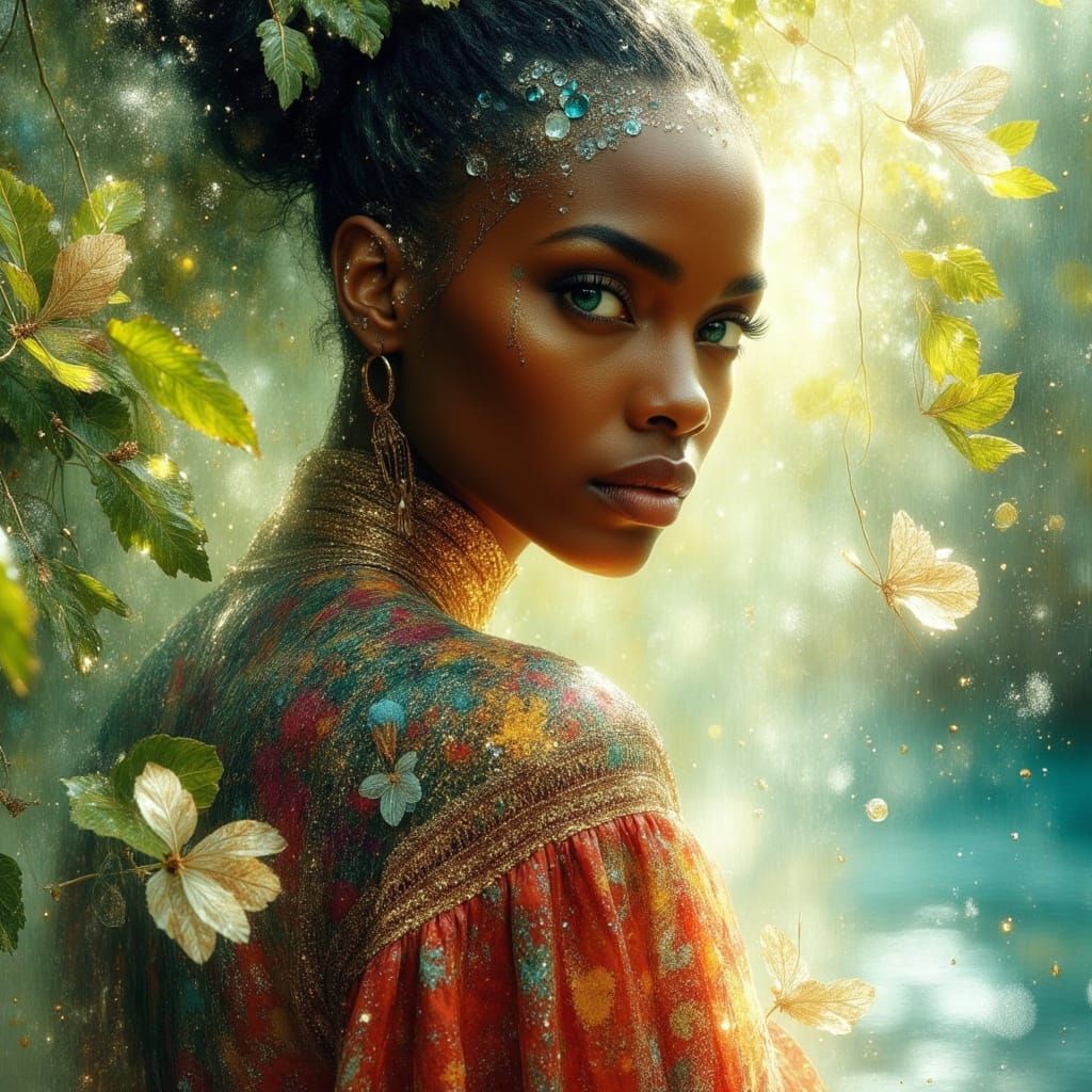 Elegant African Woman Oil Painting Portrait