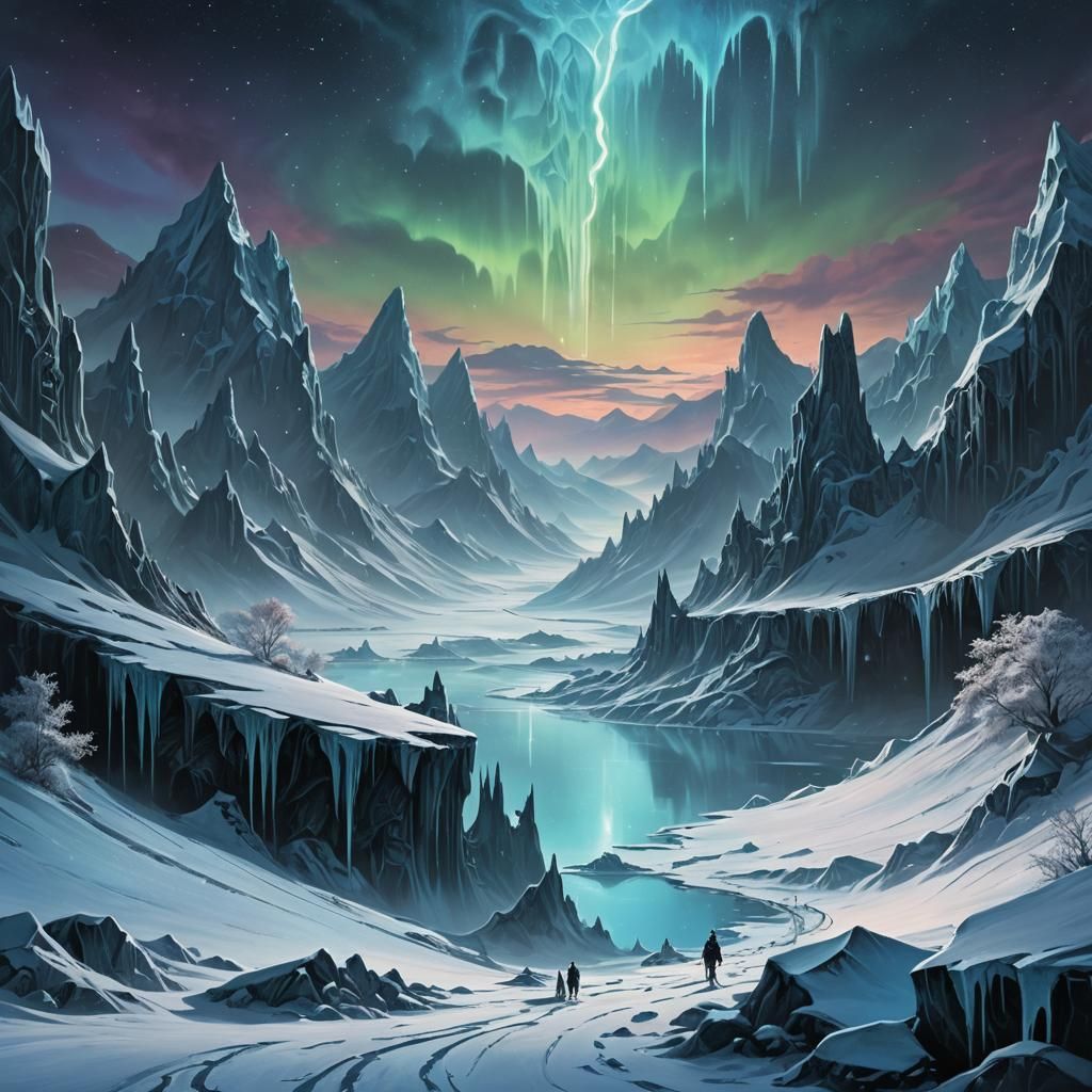 Frozen Planet Vista in a Dark Cinematic Style