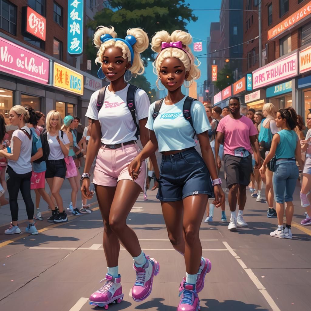 Roller Skating Friends in Hyperdetailed Digital Art