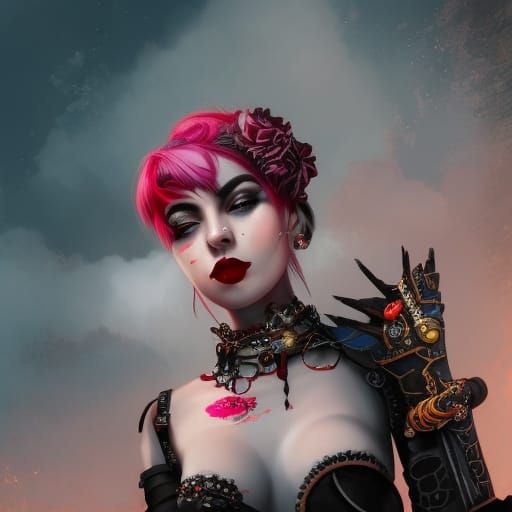 Girly Punk Goddess in Vibrant Fantasy World