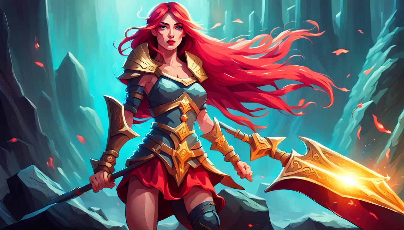 Girl Pulls Excalibur in Vibrant Fantasy Style