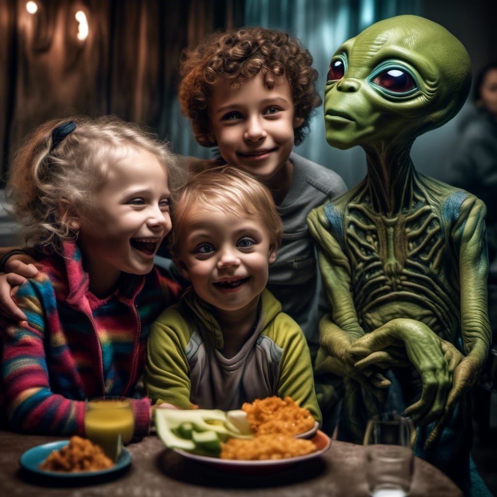 Alien Party: Hyperrealistic Portraits of Smiling Extraterres...