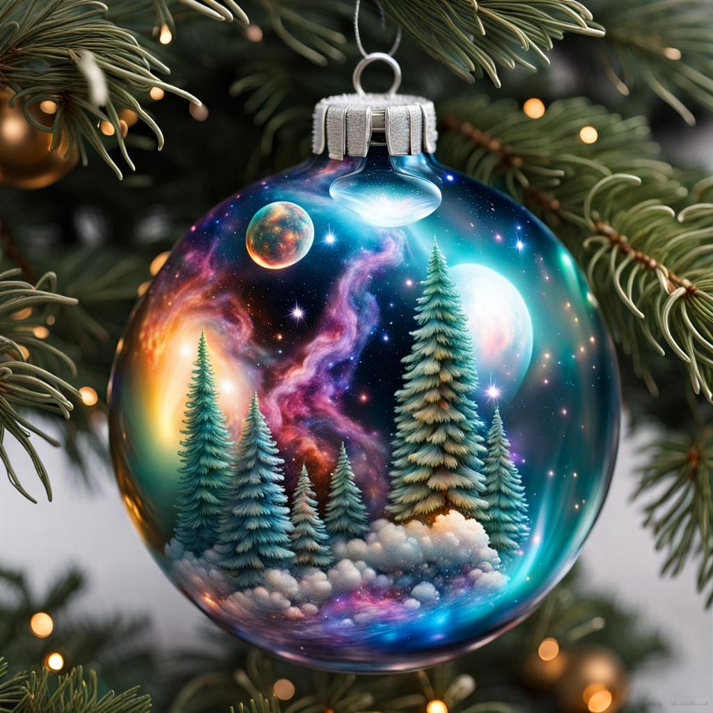 Iridescent Glass Ornaments Filled with Colorful Nebulae
