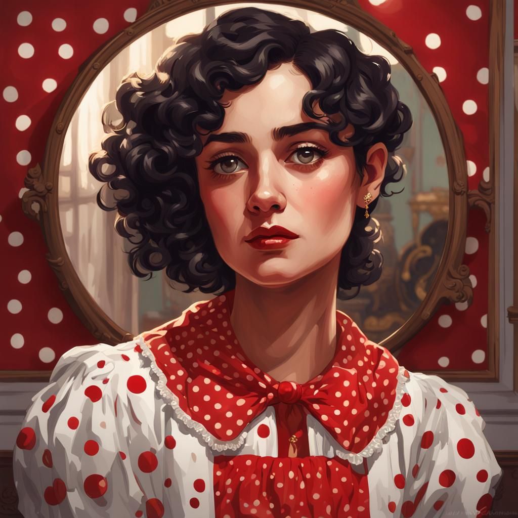 Retro Portrait of a Shapely Lady in Polka Dots