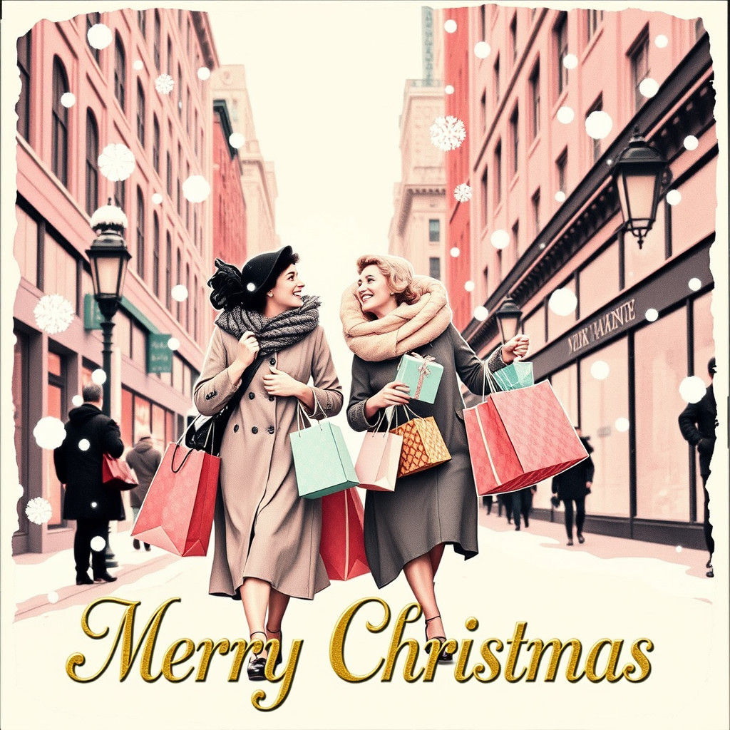 1920s Christmas Postcard on 5th Avenue