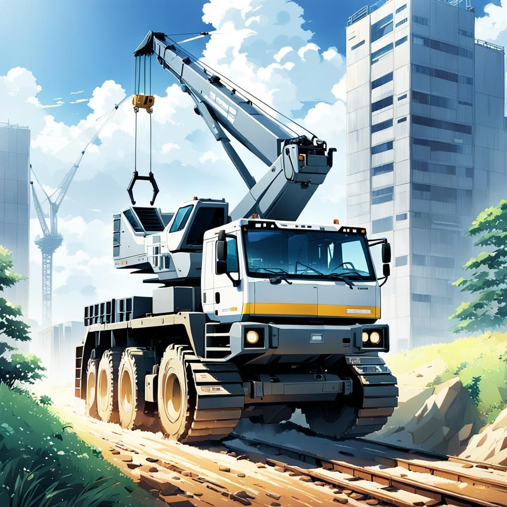 Liebherr Crane in Anime Key Visual Style