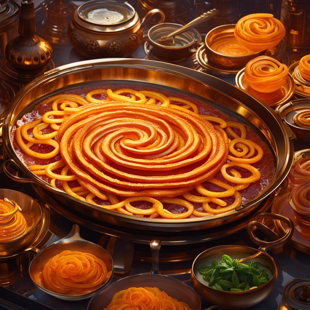 Frying Jalebi: Indian Cuisine in Watercolor Style