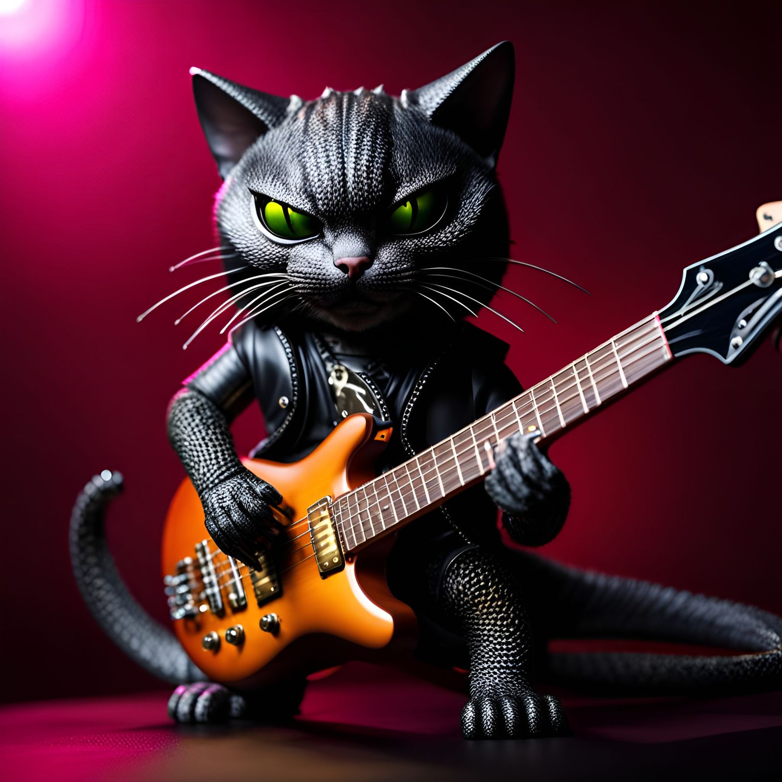 Heavy Metal Lizard Cat Rocks Out: 32k Photo