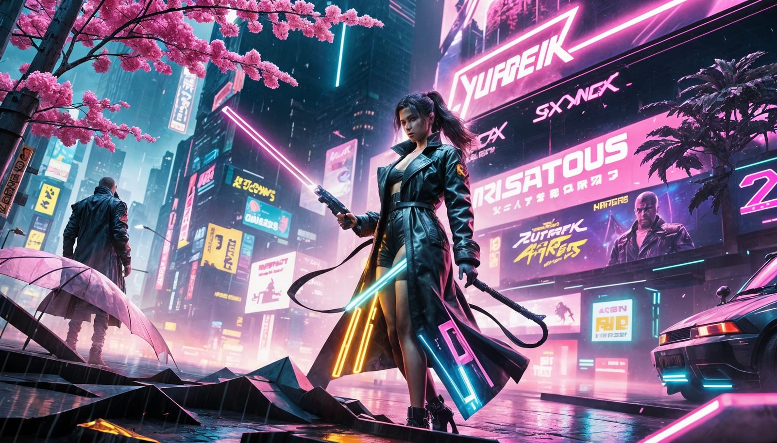 Neon Cityscape in Cyberpunk 2099 Style