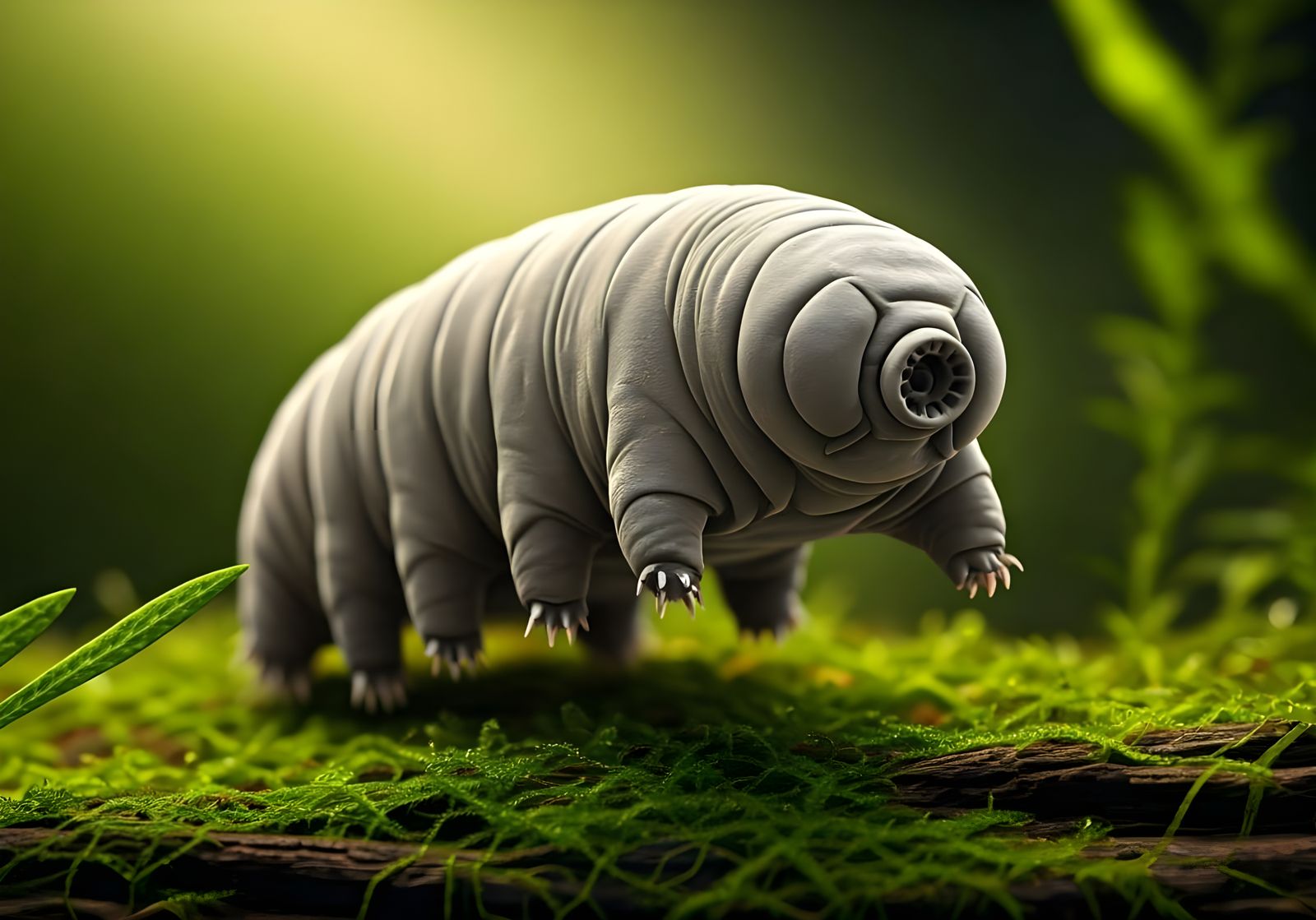 Microscopic Tardigrade Swimming in Natural Habitat