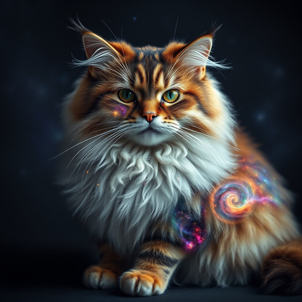 Celestial Cat with Galaxy Fur in HDR