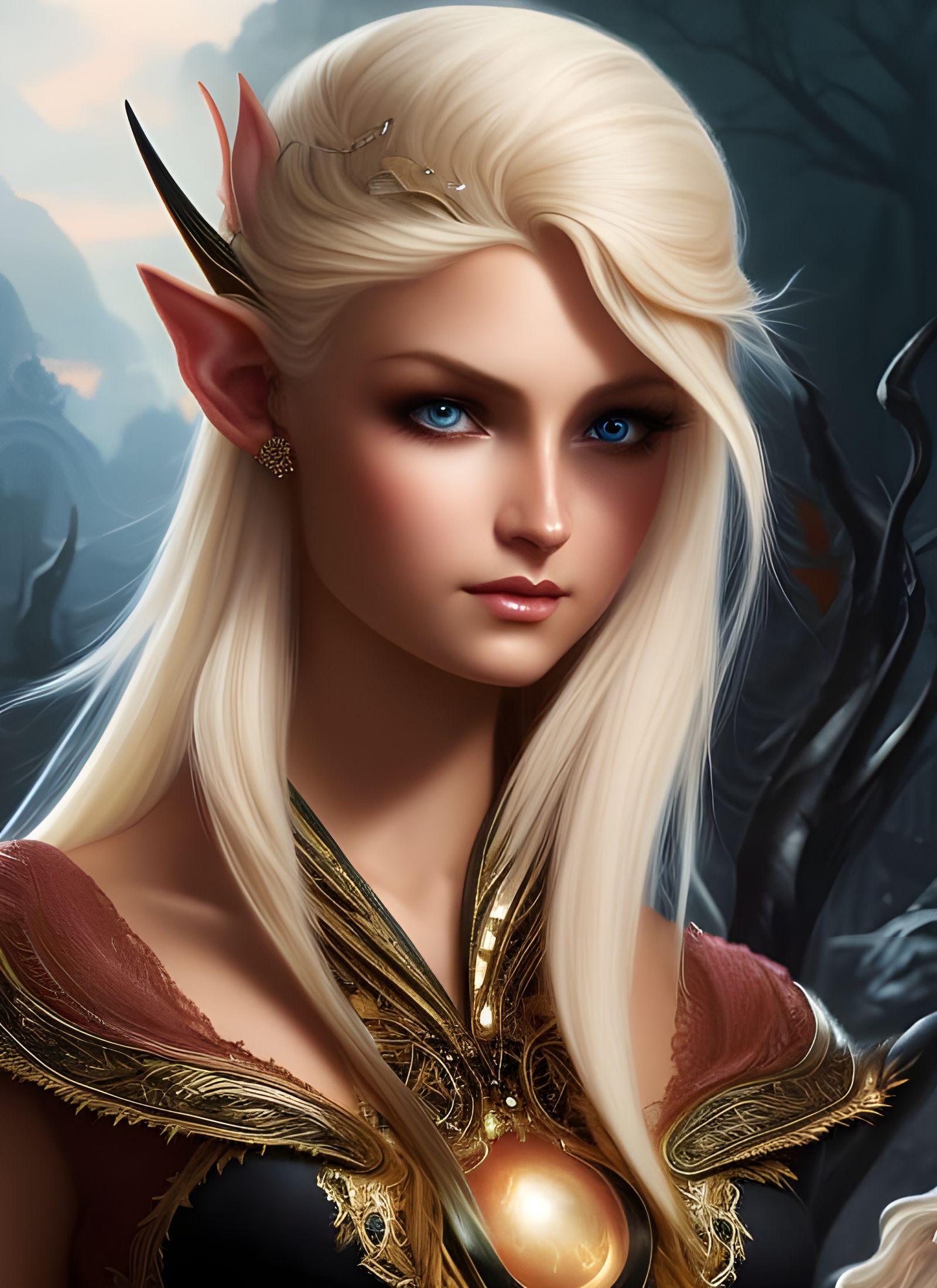 Detailed Digital Painting of a Young Blonde Elf