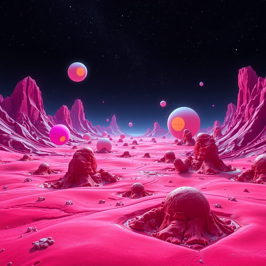 Surreal Geometric Fractals in Neon Colors