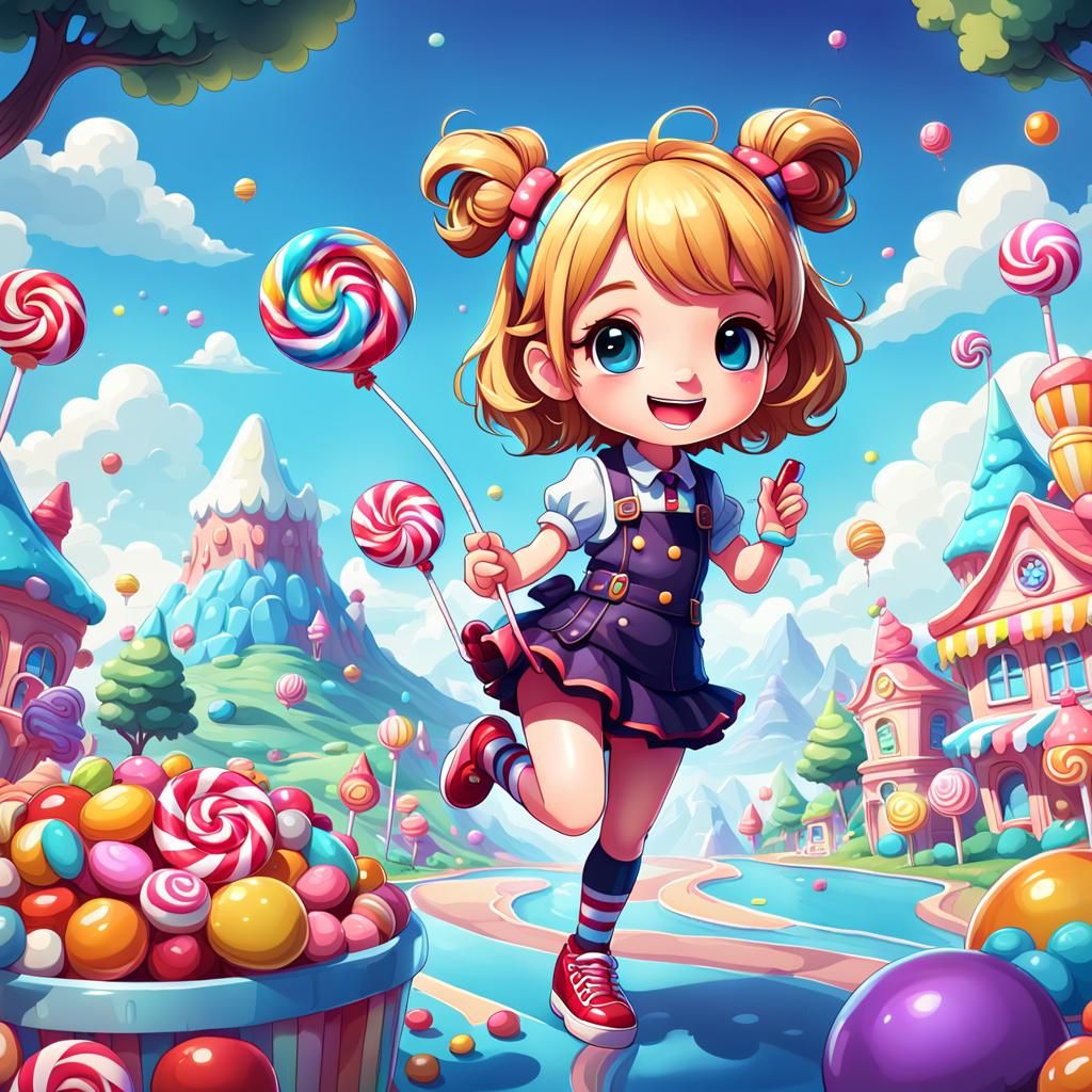 Charming Chibi Character in Candy Art Style