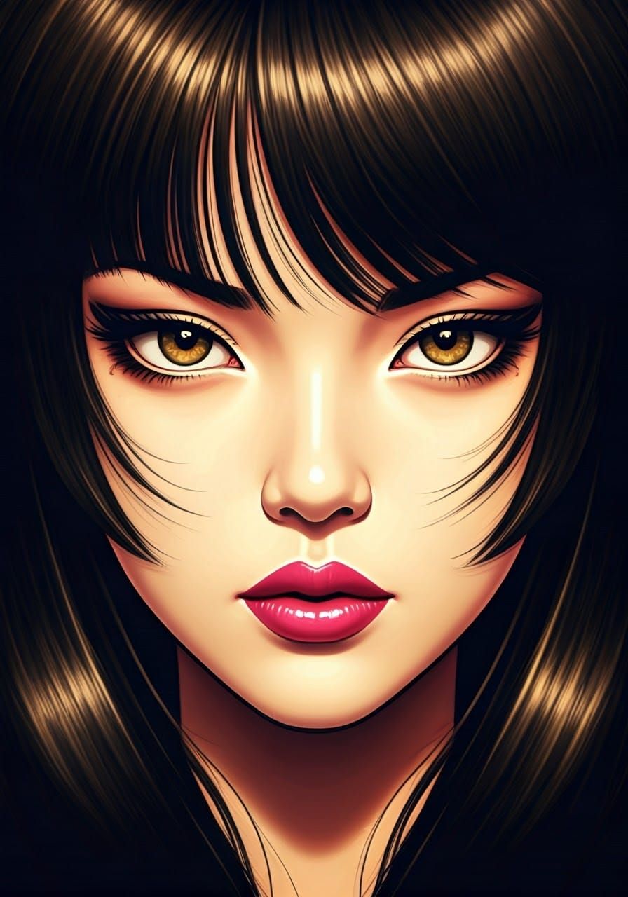 Japanese Anime Portrait in Retro Manga Style