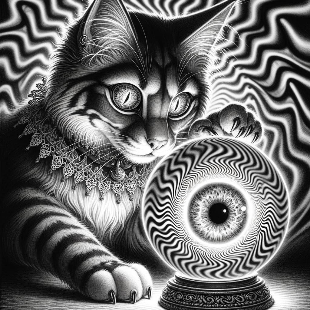 Surreal South Asian Cat Enchants with Glowing Eye and Mystic...