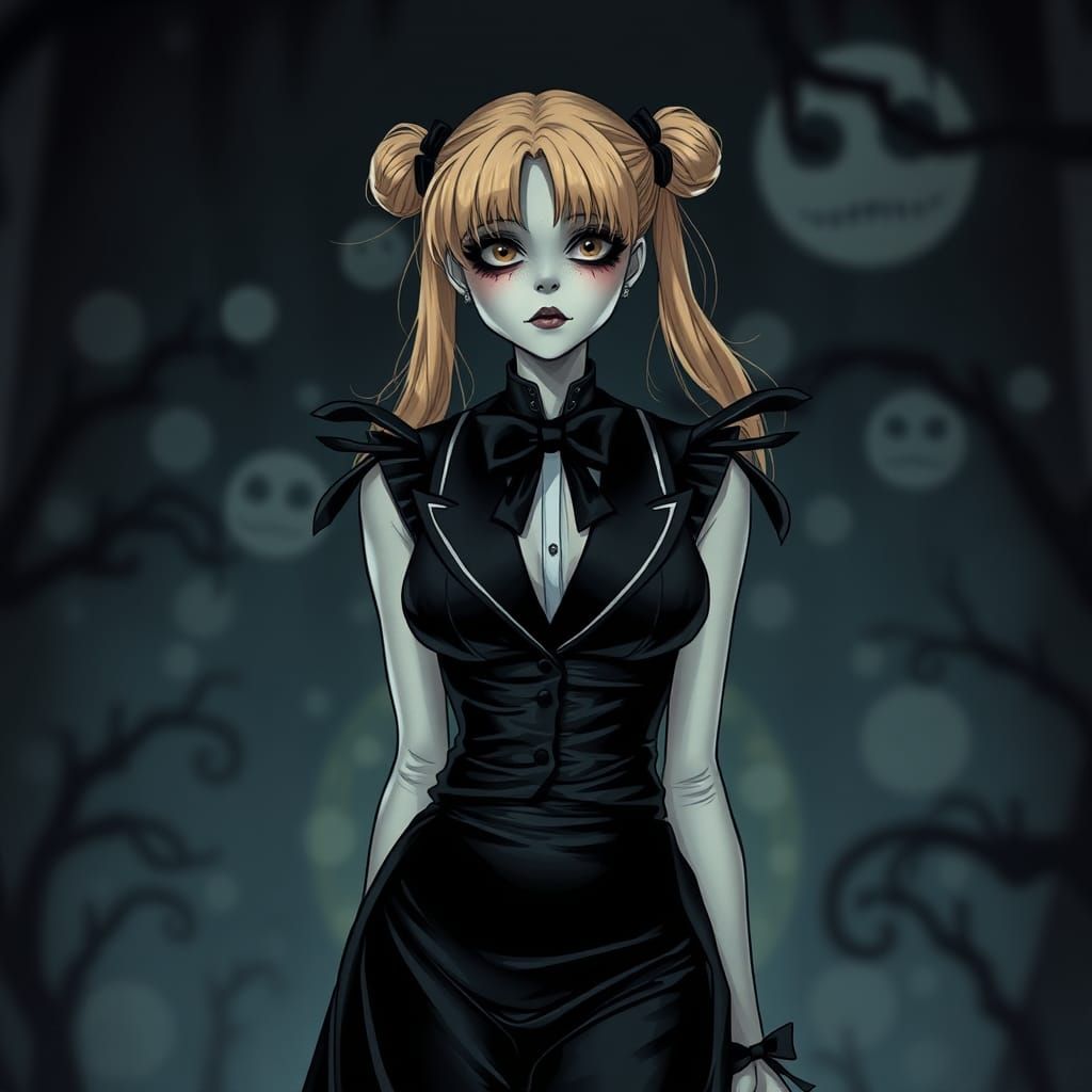 Gothic Sailor Moon in Dark Dreamscape