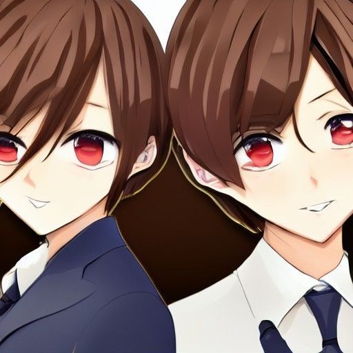 Anime Couple in Suits, High Detail 8K Resolution