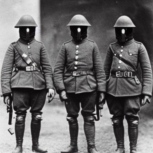 WWI German Soldiers with Gas Masks
