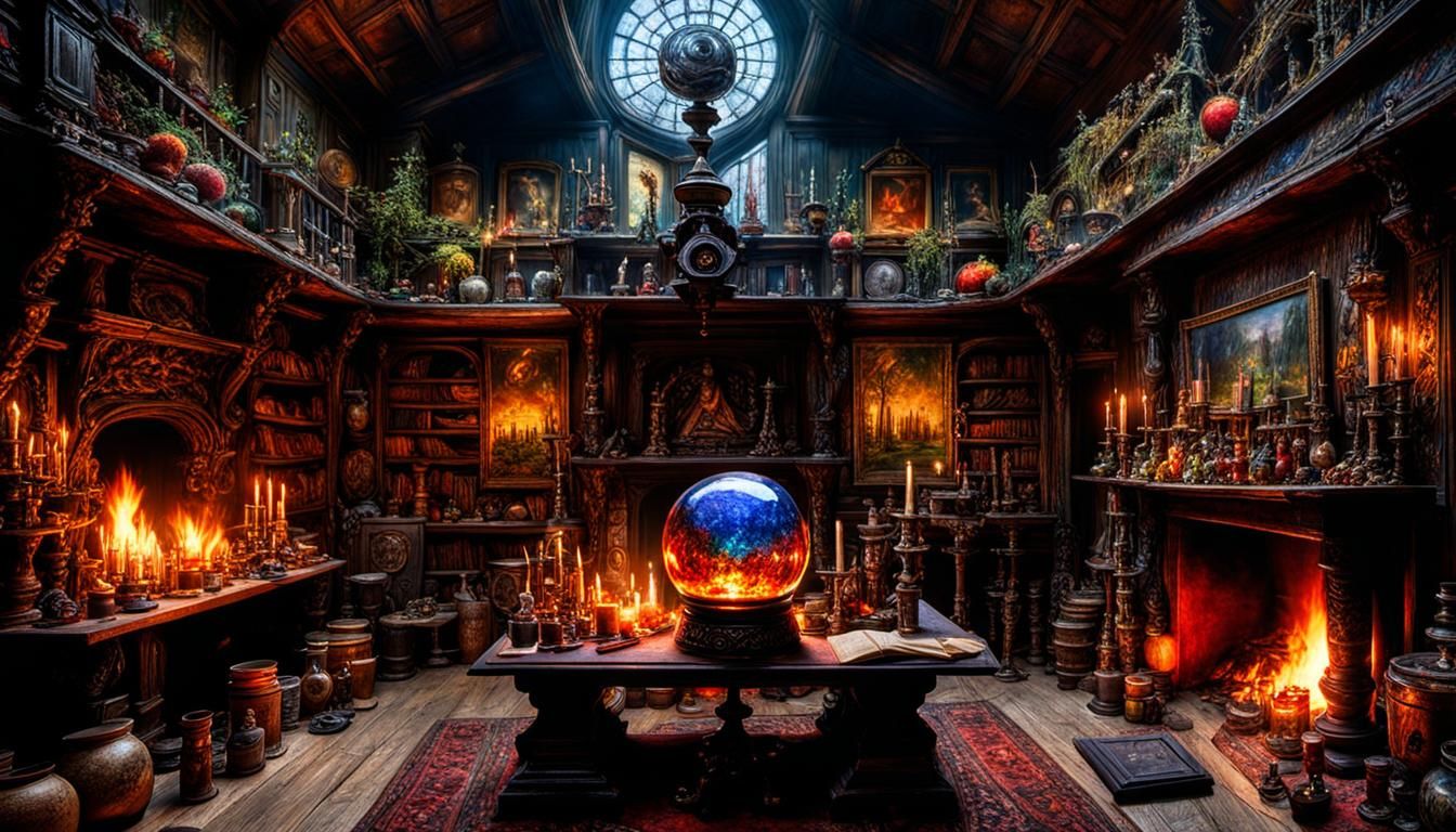 Witch's Lair with Crystal Ball in Moreau Style
