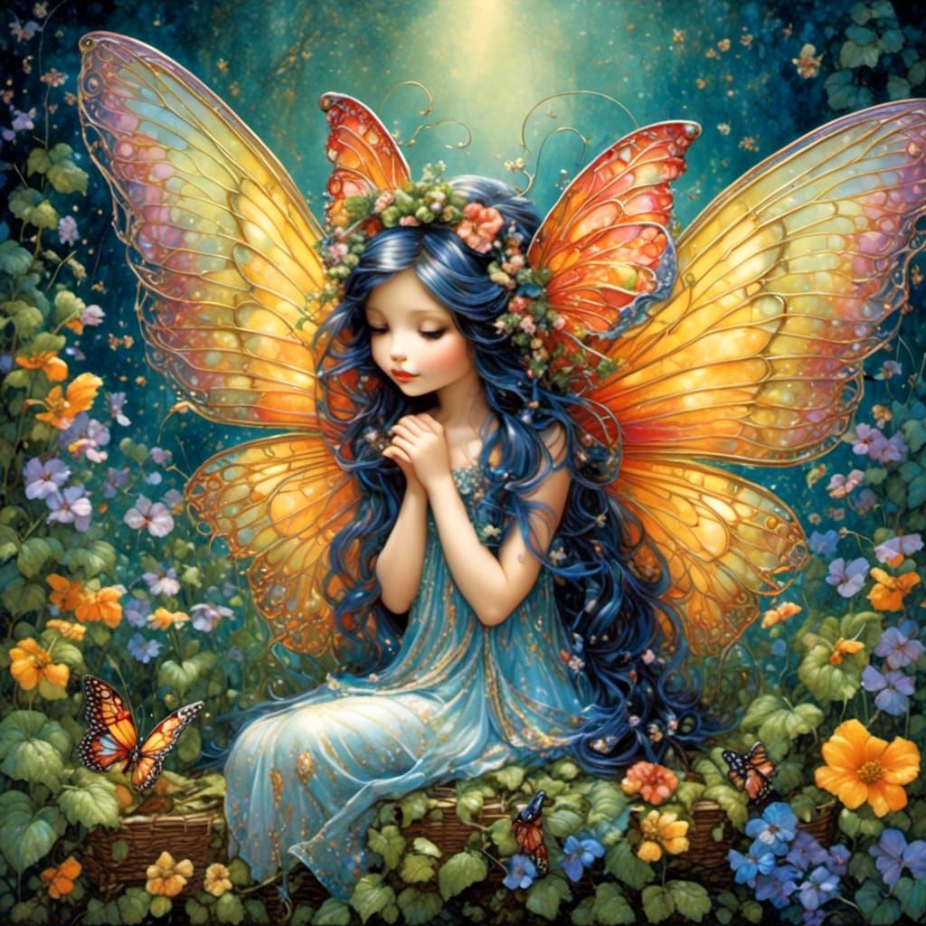 Fairy Mouse in Watercolor Garden