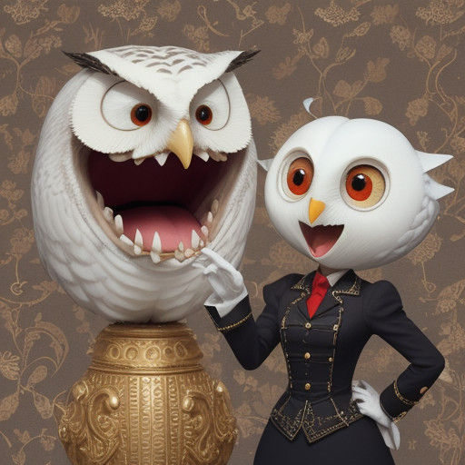 Elegant Mouse Confronts Owl in Ornate Setting