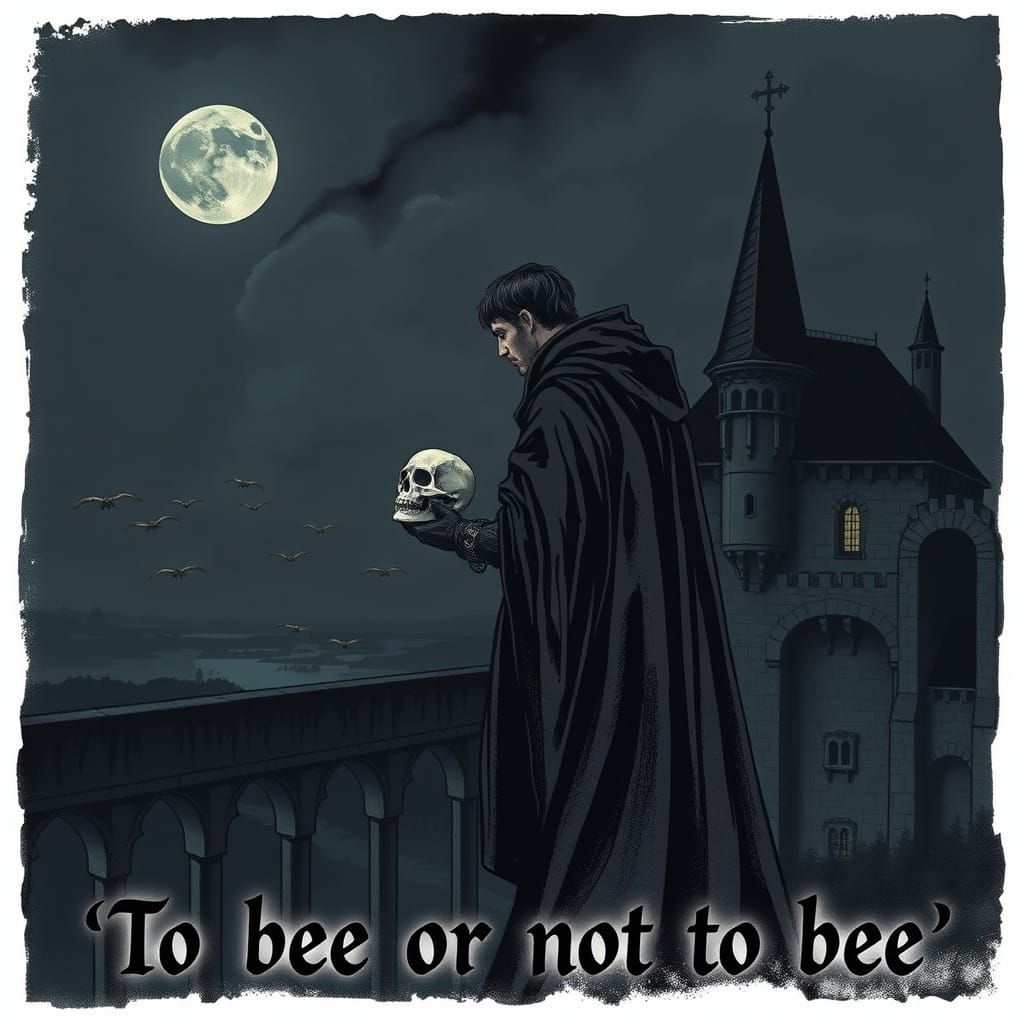 Grunge Prince Hamlet Ponders Existence on Kronborg Castle Ba...