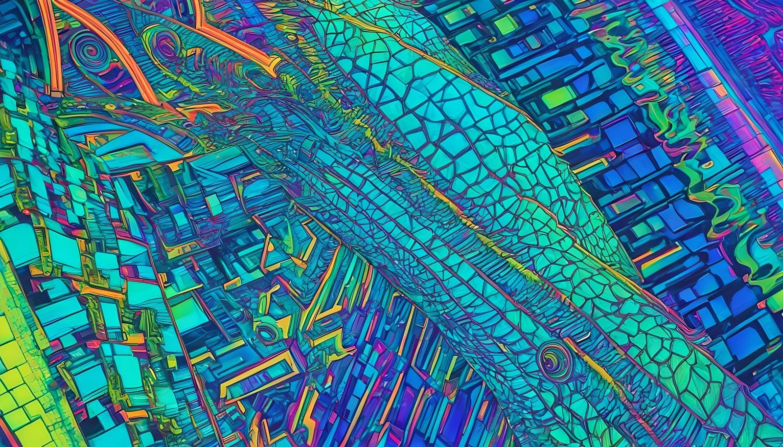 Futuristic Money Bill in Fluorescent Geometric Design