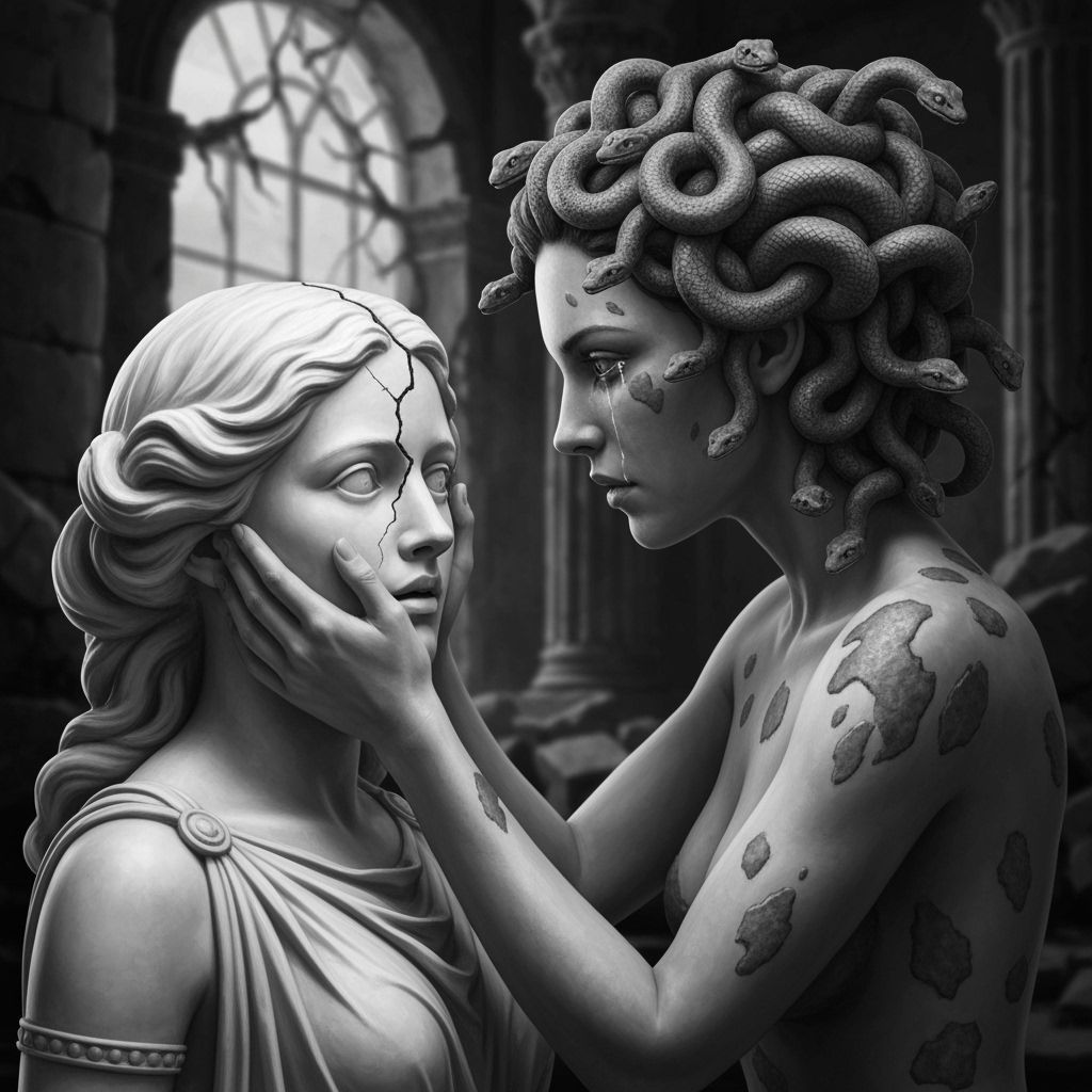 Medusa's Lament: A Reflection in Stone