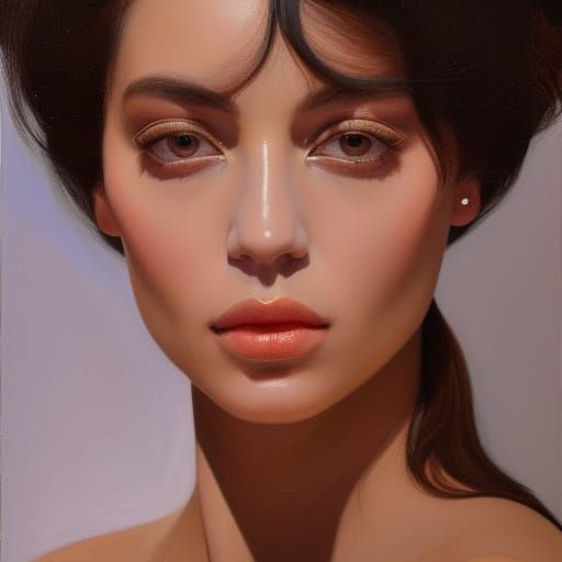 Captivating Woman Portrait in Mixed Media Style