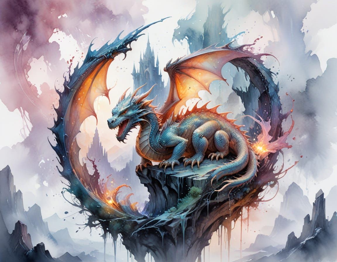 Dragon Guards Crystal Tower in Misty Valley