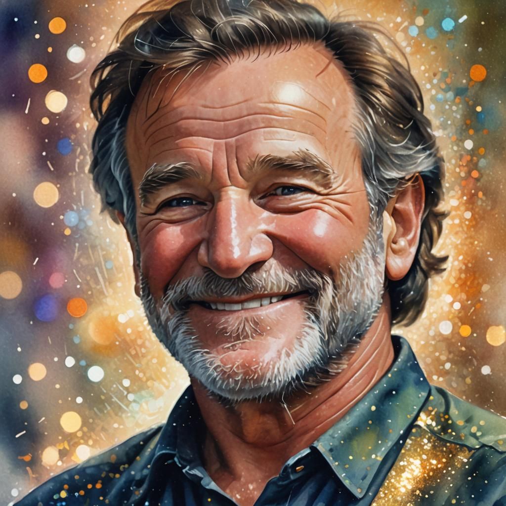 Robin Williams Portrait with Dreamlike Colors