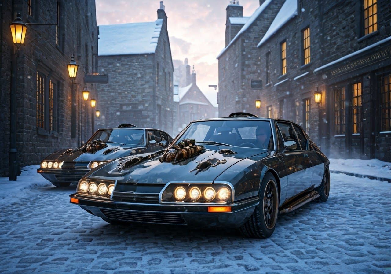 Steampunk Citroën SM Hotrods Speed Through Icy Scottish Town