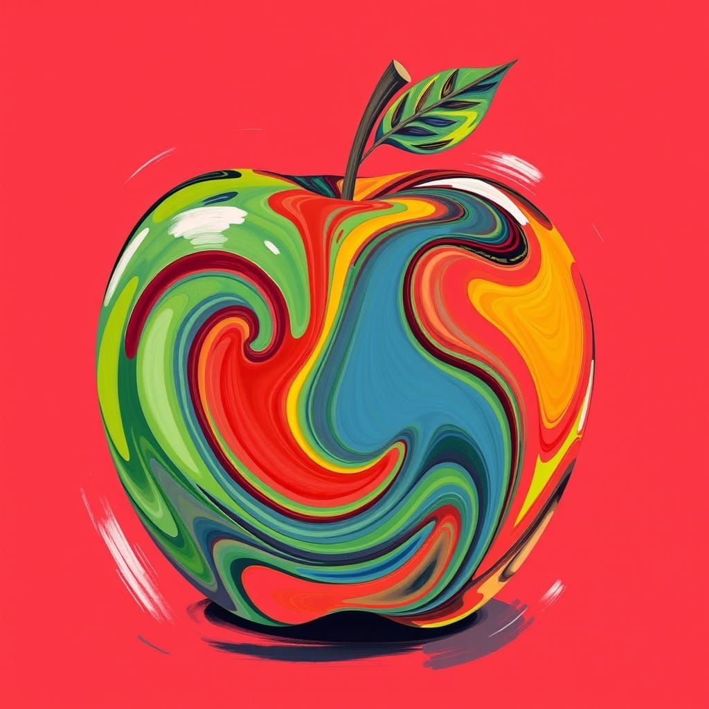 Vibrant Oversized Apple in Bold, Abstract Style