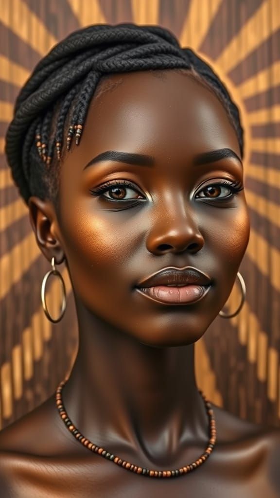 Exotic Lady in Art Deco Woodgrain Setting