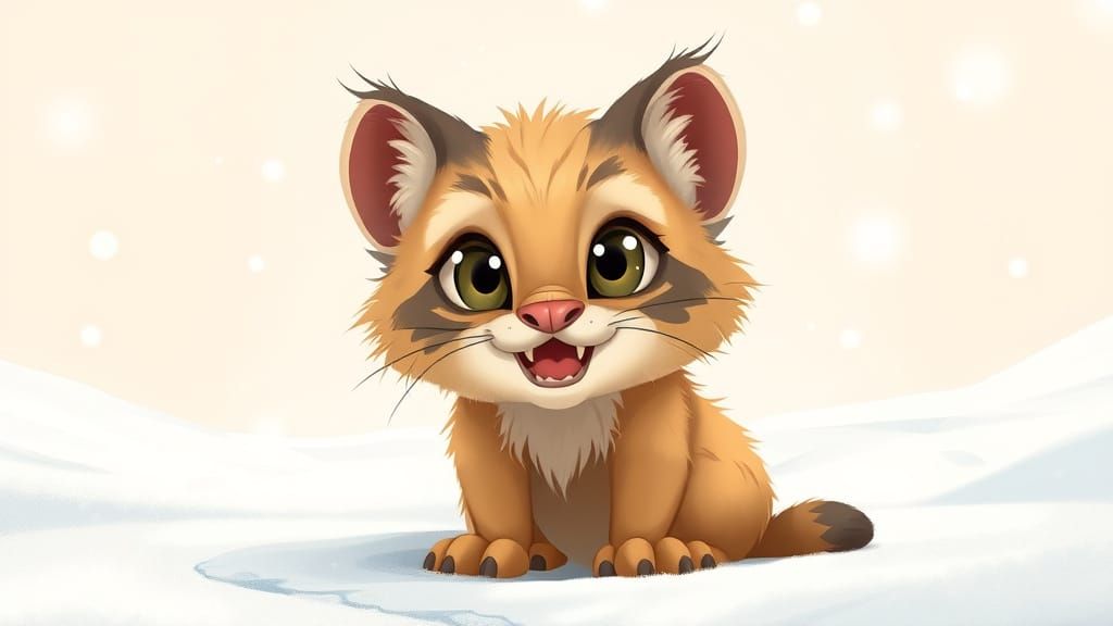 Saber-Toothed Kitten in Snowy Clearing