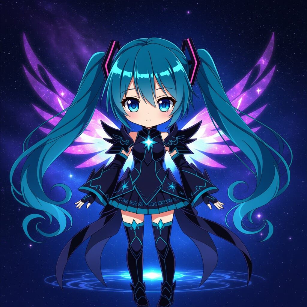 Chibi Miku in Star Magnolia Void Armor