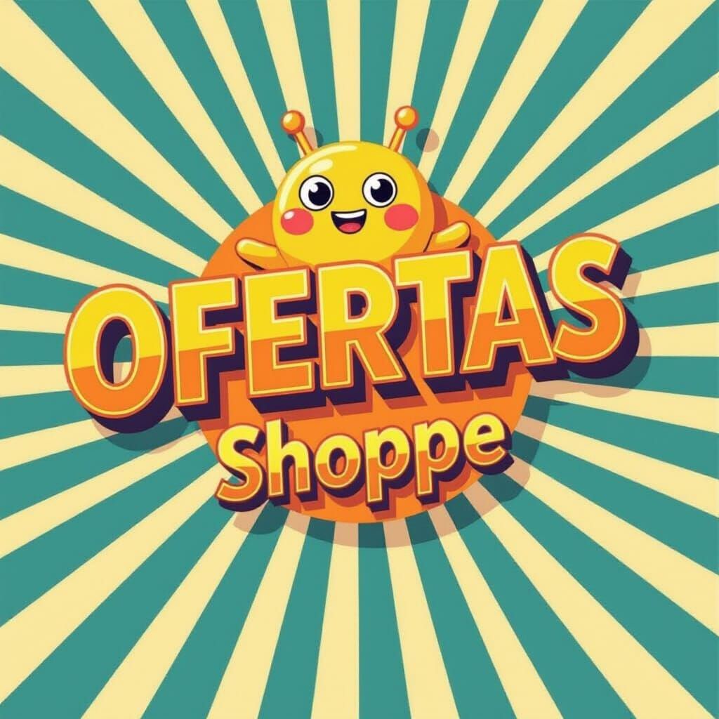 Vibrant 3D "Ofertas" Design with Cartoon Lightning Bolt