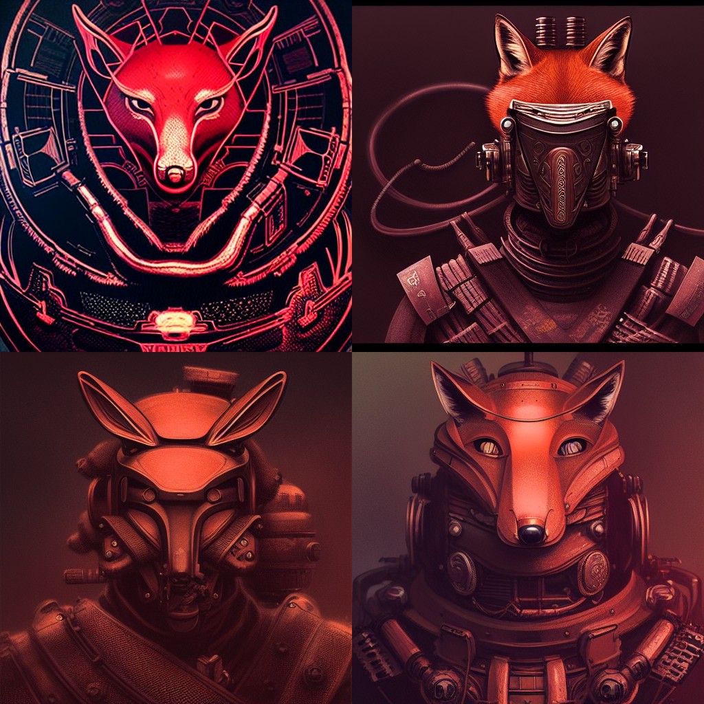 Fox Mask Samurai in Dieselpunk Steampunk Style