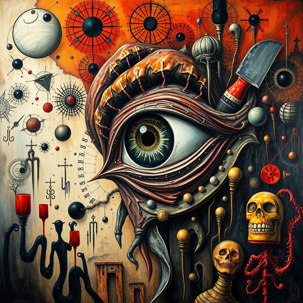 Eye in Impasto Style with Trompe L'Oeil Background