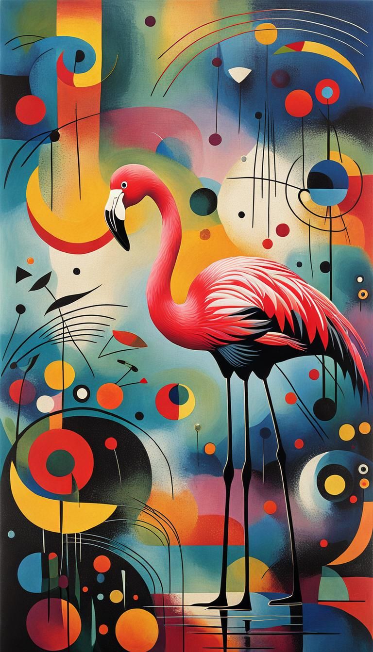 Vibrant Expressionist Flamingo Illuminates Dazzling Canvas