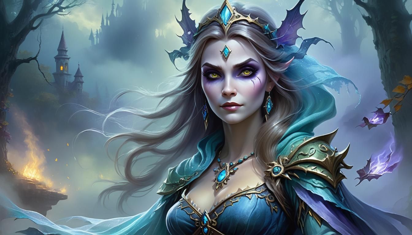 Ethereal Portrait of Sylvanas Windrunner in Fantasy Style