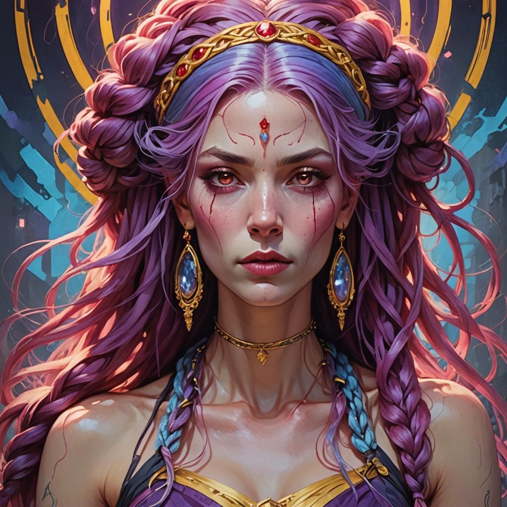 Evil Maiden Portrait in Hyperdetailed Digital Art