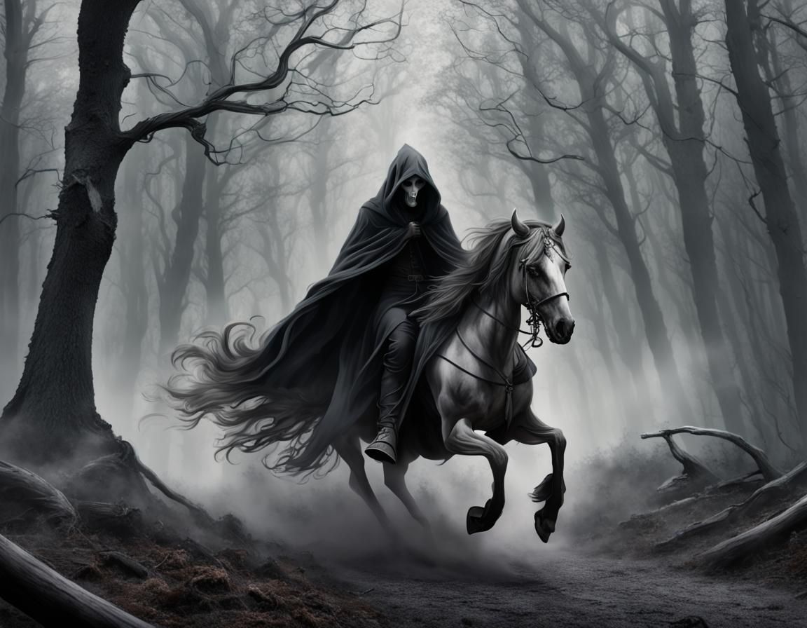 Grim Reaper Rides Through Dark Forest of Death