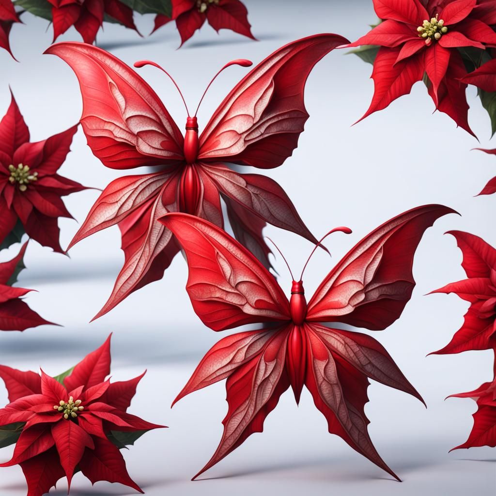 Poinsettia Butterfly Wing Fantasy Concept Art