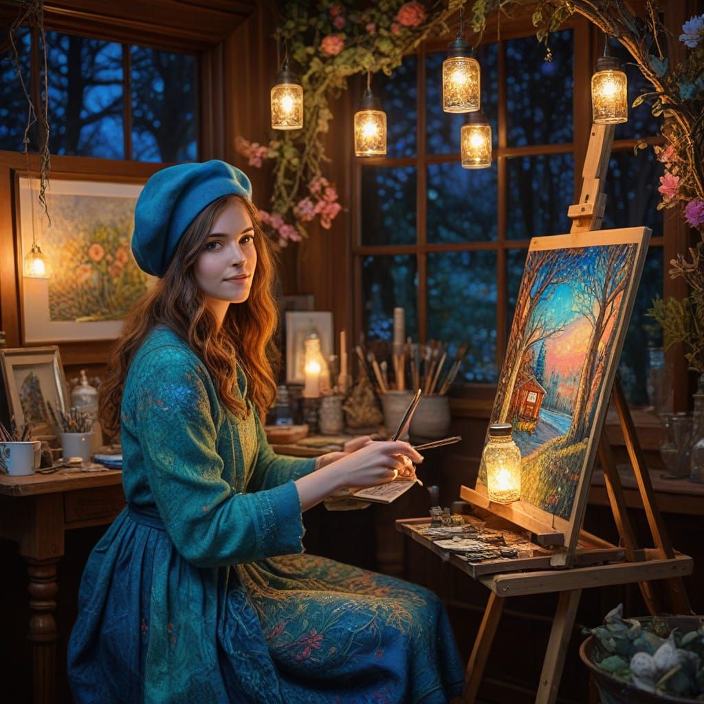Whimsical Wild Artist in Enchanted Studio